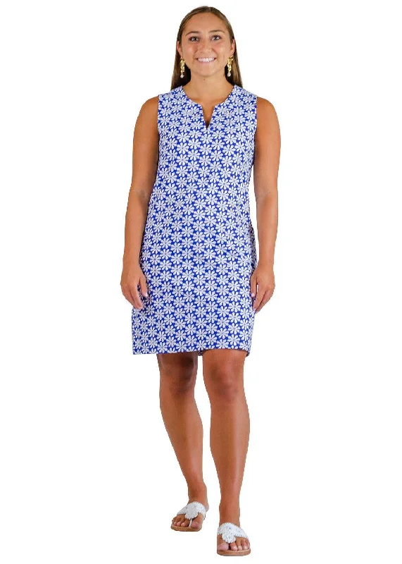 Lucille Dress - Kentucky Blue/White