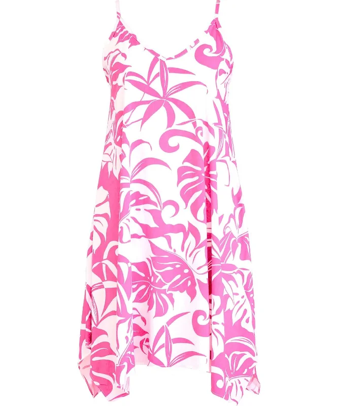 Makapu Short Rayon V-Neck Dress w/ Scarf Hem
