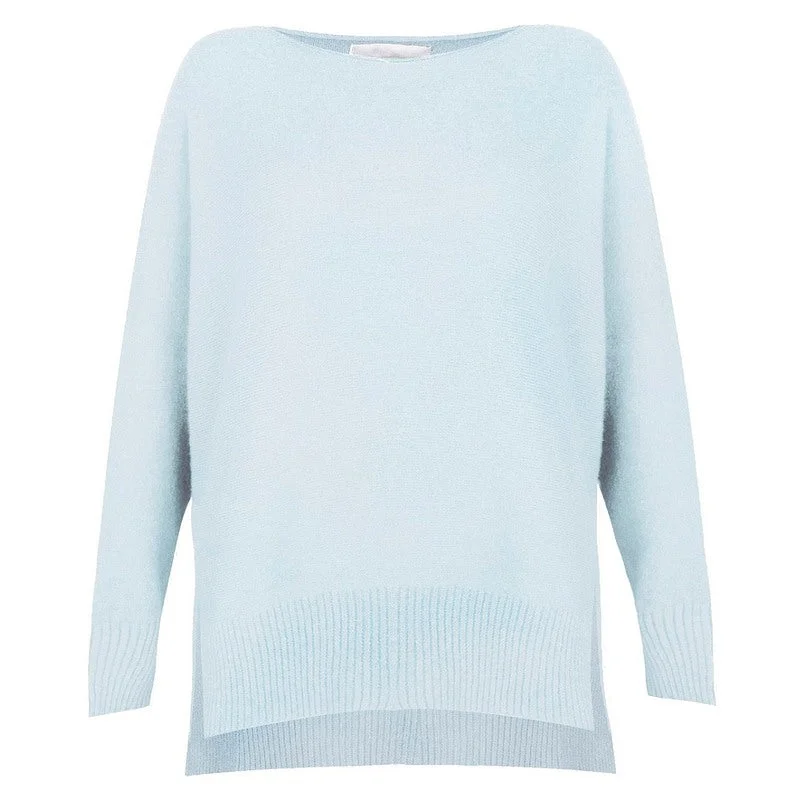 Marley Round Neck Easy Fit Jumper in Pale Blue Stylish Fashionable Trendy