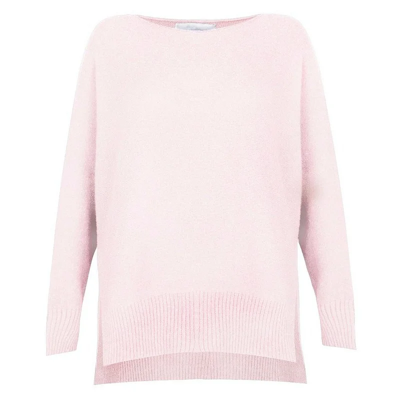 Marley Round Neck Easy Fit Jumper in Pale Pink Machine Wash Dry Clean Hand Wash