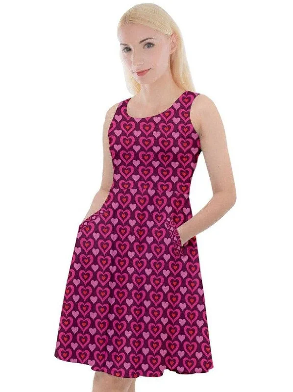 MY GROOVY VALENTINE Knee Length Skater Dress With Pockets