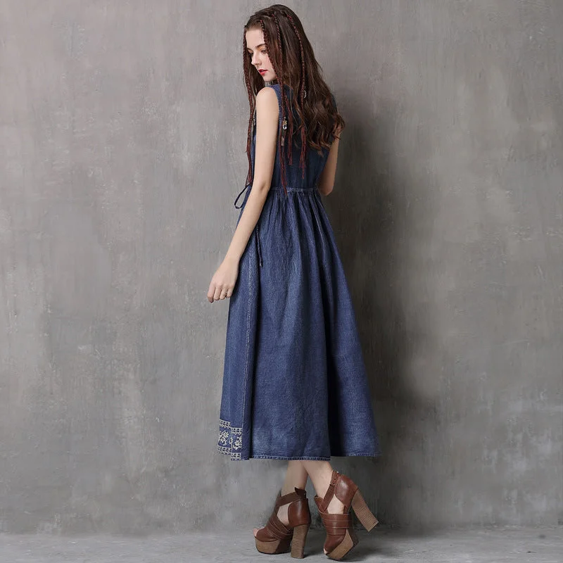 New embroidered vest Jeans dresses
