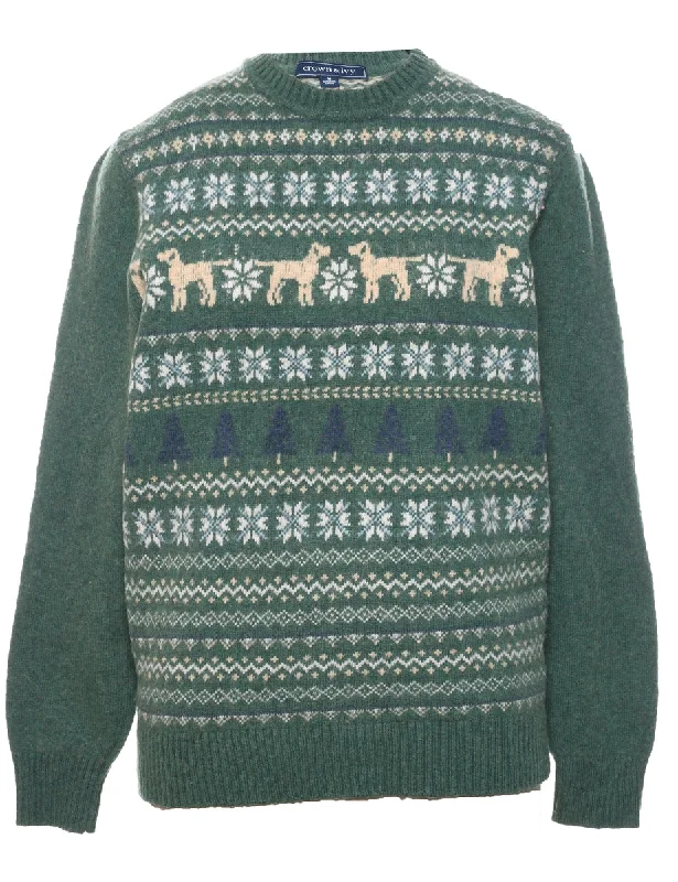 Nordic Green Jumper - L Terry Blend Velvet Blend Canvas Blend