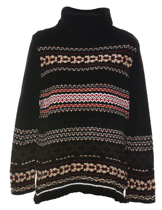 Nordic Turtleneck Jumper - L Silk Blend Satin Velvet
