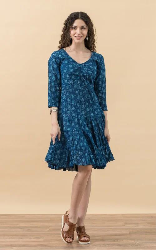 Paloma Dress, Short, 3/4 Sleeve, Tula Indigo