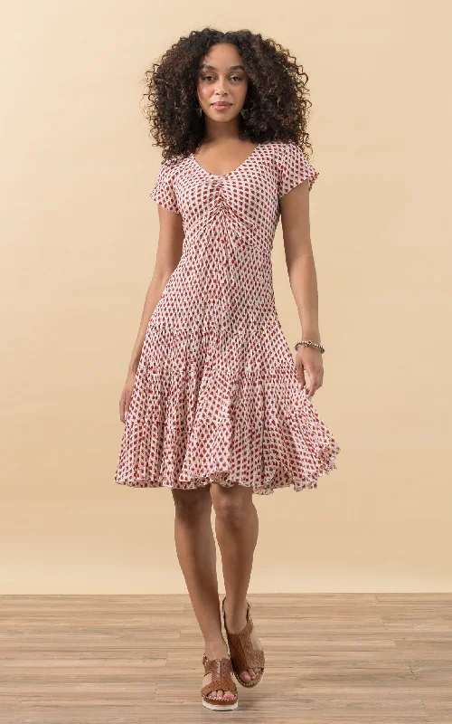 Paloma Dress, Short, Cap Sleeve, Rossa Calico