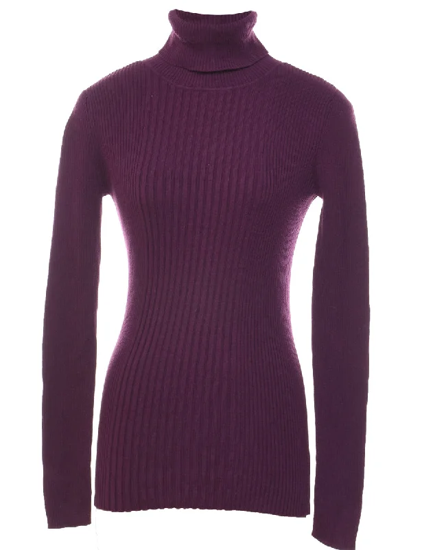 Plum Turtleneck Jumper - M Fleece Fabric Down Fabric Feather Fabric