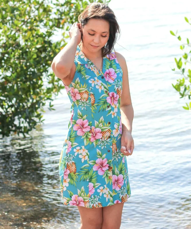 Princess Hibiscus Seam Button Front Dress