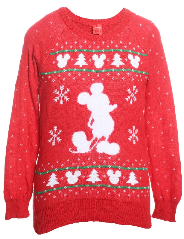 Red Christmas Jumper - S Sequined Glittery Shiny