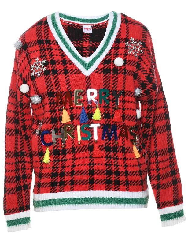 Red Christmas Jumper - S Mesh Fabric Canvas Fabric Denim Fabric