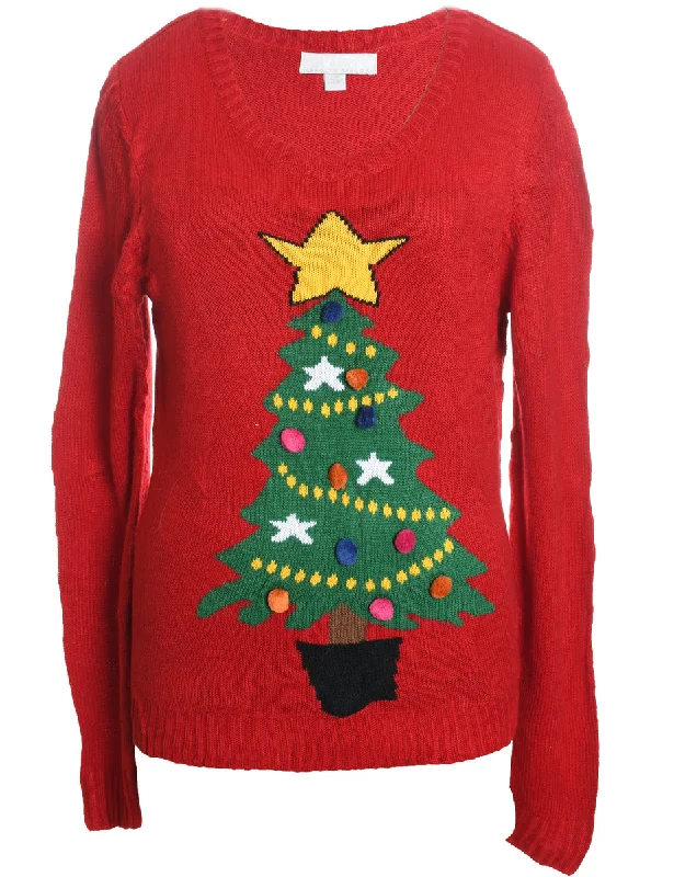Red Christmas Jumper - XL Hooded Caped Shawl Collar