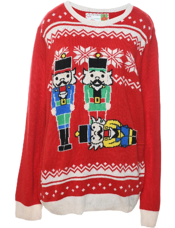 Red Christmas Jumper - XL High Neck Crew Neck V-Neck