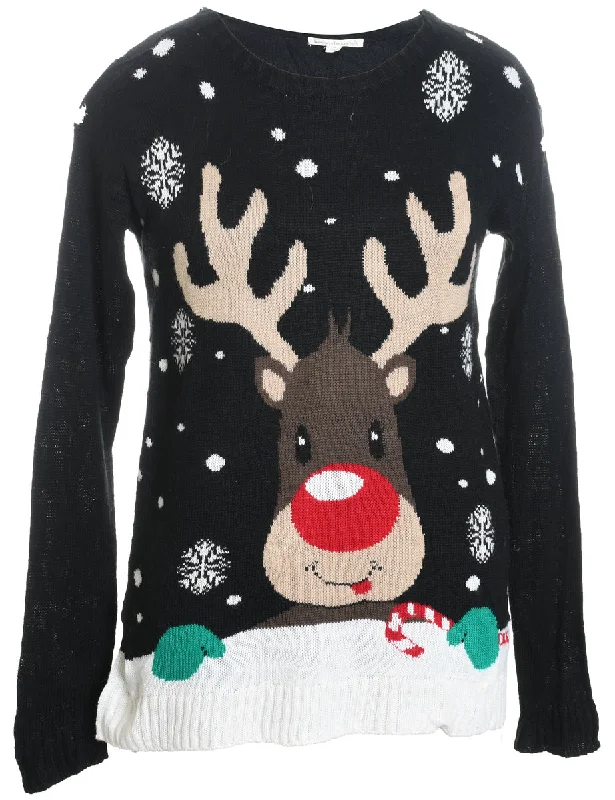 Reindeer Christmas Jumper - M Soft Cozy Warm