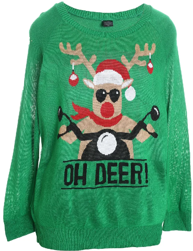 Reindeer Christmas Jumper - XL Fitted Slim Tailored