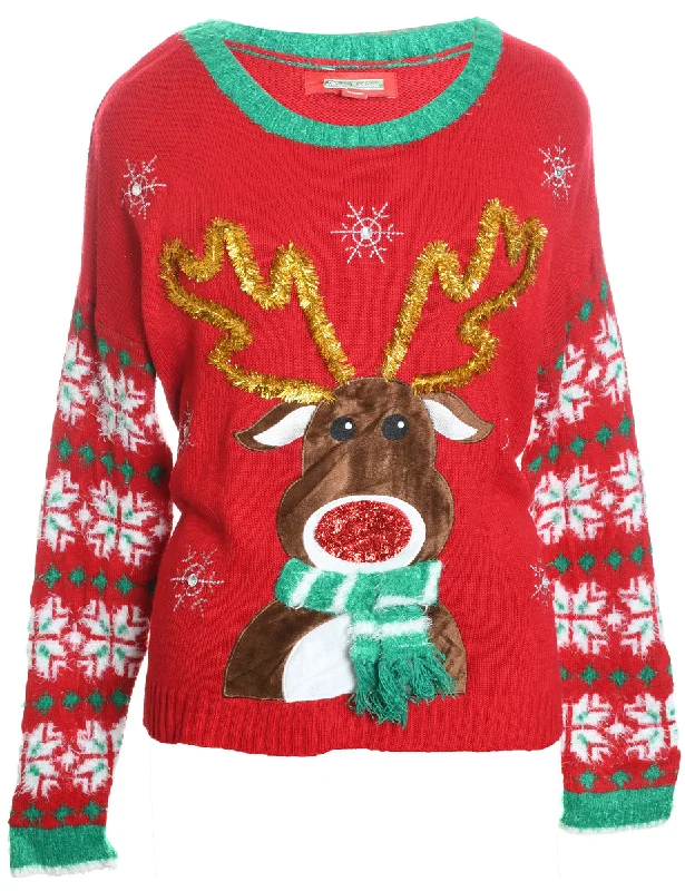 Reindeer Christmas Jumper - XL Machine Wash Dry Clean Hand Wash