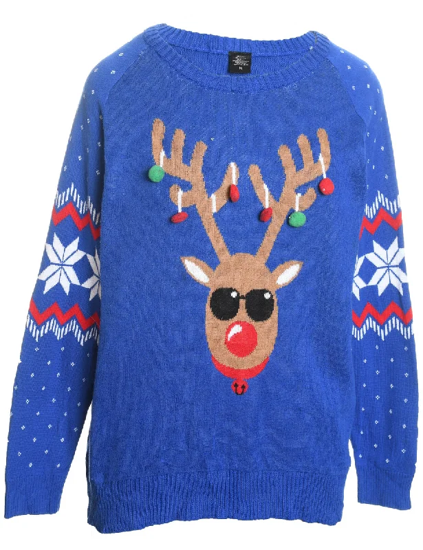 Reindeer Christmas Jumper - XL Open Front Closed Front Wrap Front