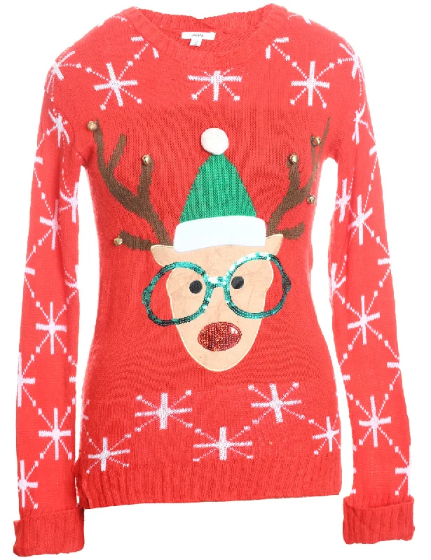 Reindeer Christmas Jumper - XS Thin Thick Dense