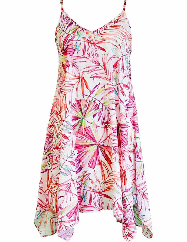 Relaxed V-Neck Rayon Short Hawaiian Dress