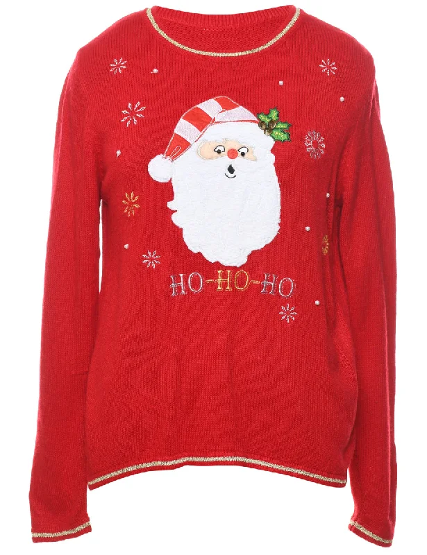 Santa Claus Christmas Jumper - L Slim Fit Regular Fit Oversized