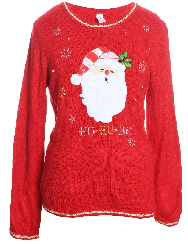 Santa Claus Christmas Jumper - L Soft Cozy Warm
