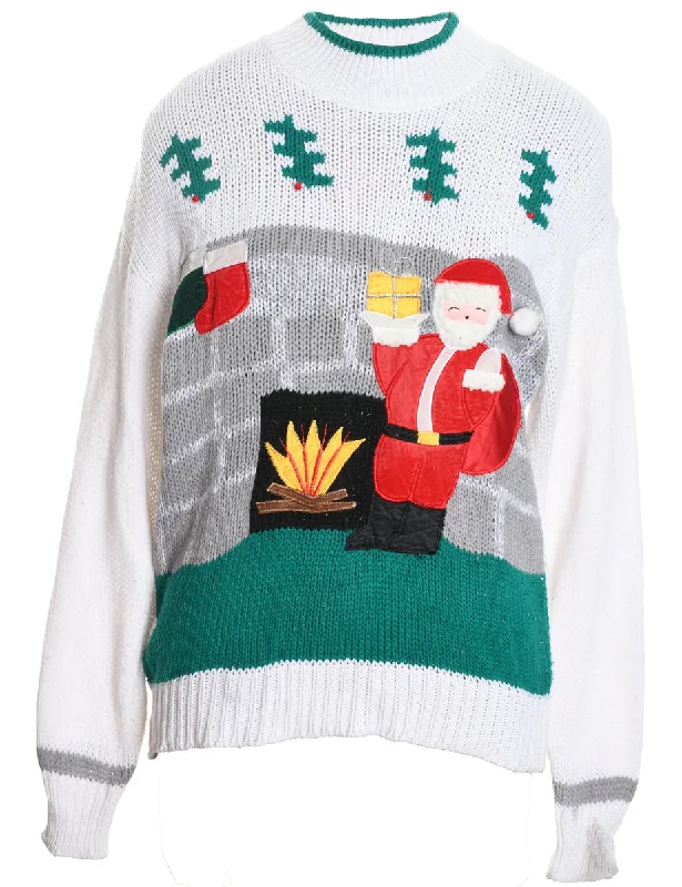 Santa Claus Christmas Jumper - L Sweater Knitwear Pullover