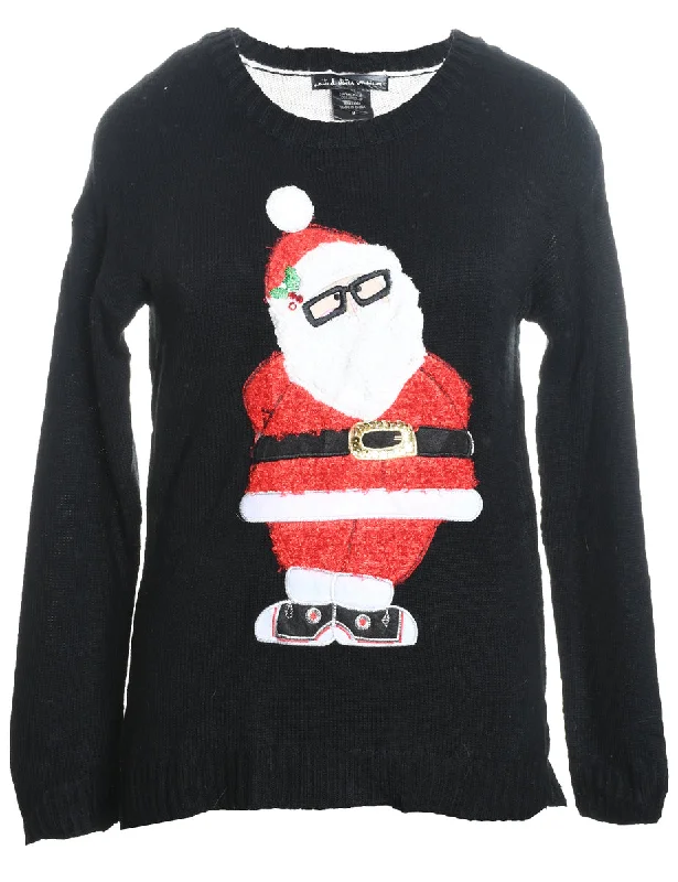 Santa Claus Christmas Jumper - M Mesh Blend Leather Blend Suede Blend