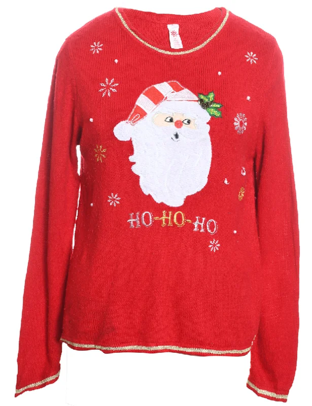 Santa Claus Christmas Jumper - M Slim Fit Regular Fit Oversized