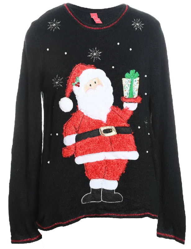 Santa Claus Christmas Jumper - M Zippered Buttoned Snapped