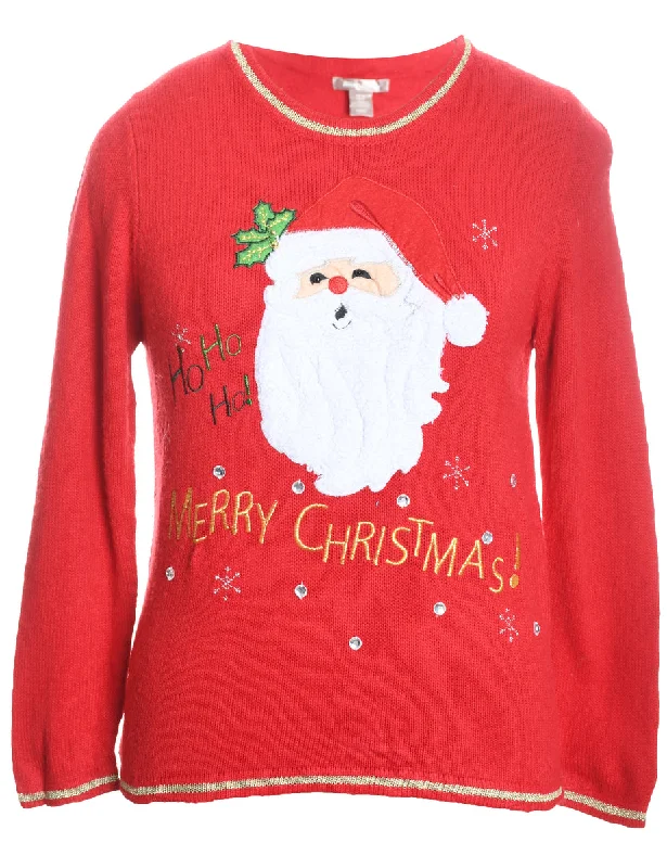 Santa Claus Christmas Jumper - S Glossy Satin Silk