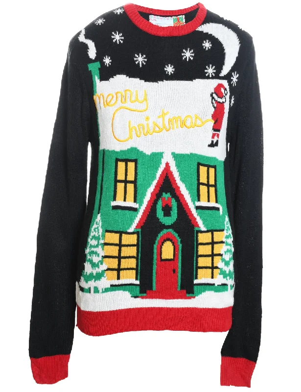 Santa Claus Design Multi-Colour Knit Christmas Jumper - S Cashmere Blend Cotton Blend Poly Blend Santa Claus Design Multi-Colour Knit Christmas Jumper - S Cashmere Blend Cotton Blend Poly Blend