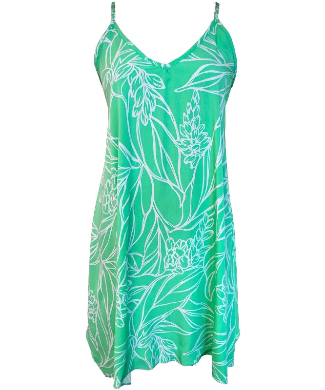 Short Rayon Hawaiian Dress with Scarf Hem