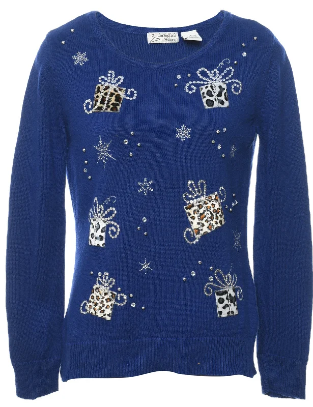 Snowfall Design Christmas Jumper - S Tailored Straight A-Line