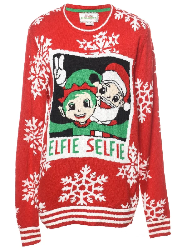 Snowfall Design Christmas Jumper - S Herringbone Houndstooth Plaid
