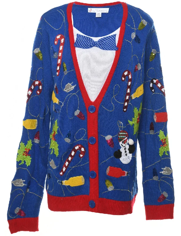 Snowman Christmas Jumper - L High Neck Crew Neck V-Neck