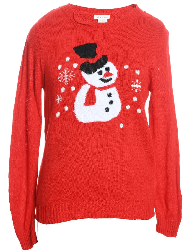 Snowman Christmas Jumper - L Spandex Blend Rayon Blend Denim Blend