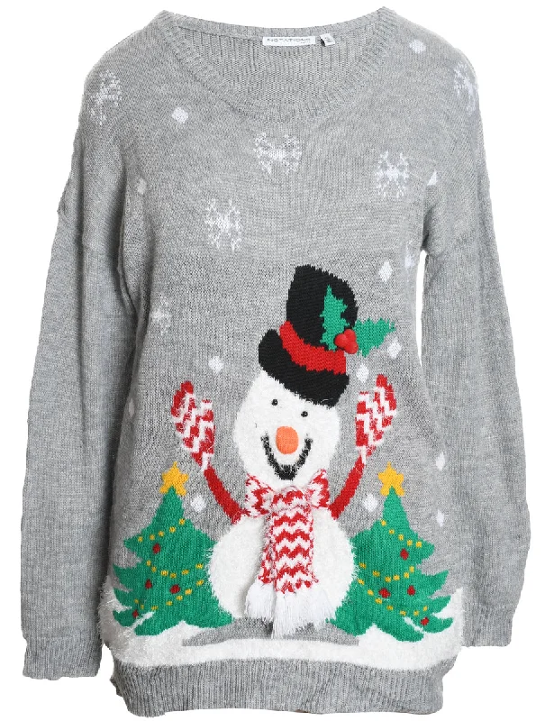 Snowman Christmas Jumper - L Elegant Classic Vintage