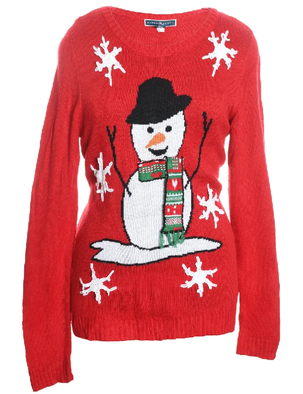 Snowman Christmas Jumper - L Mesh Fabric Canvas Fabric Denim Fabric