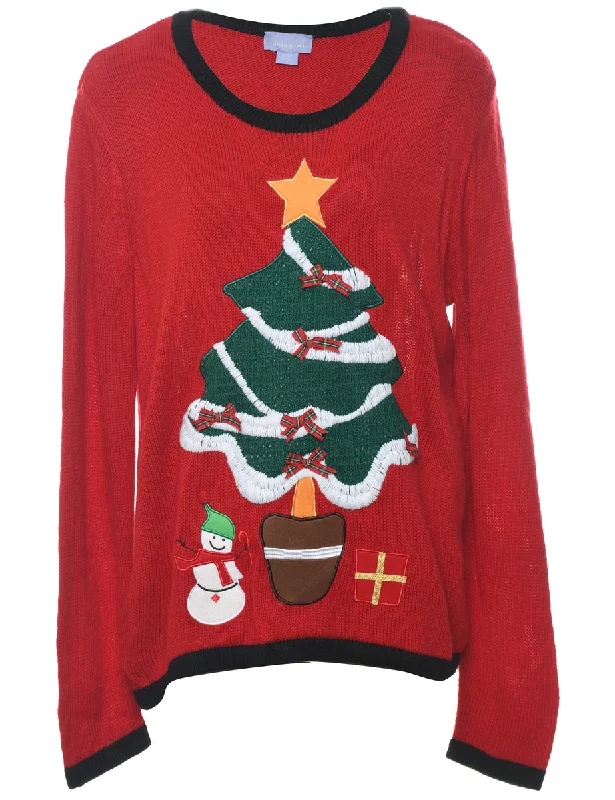 Snowman Christmas Jumper - L Terry Blend Velvet Blend Canvas Blend
