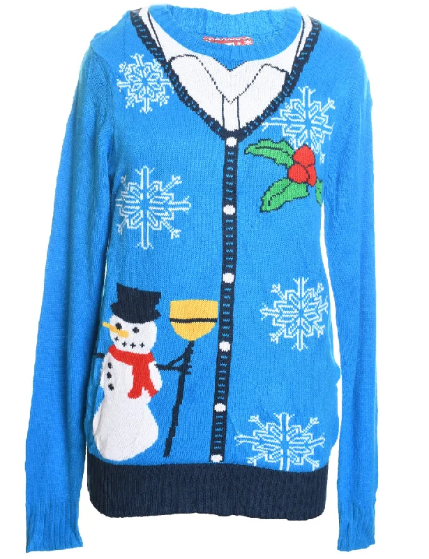 Snowman Christmas Jumper - M Sweater Knitwear Pullover