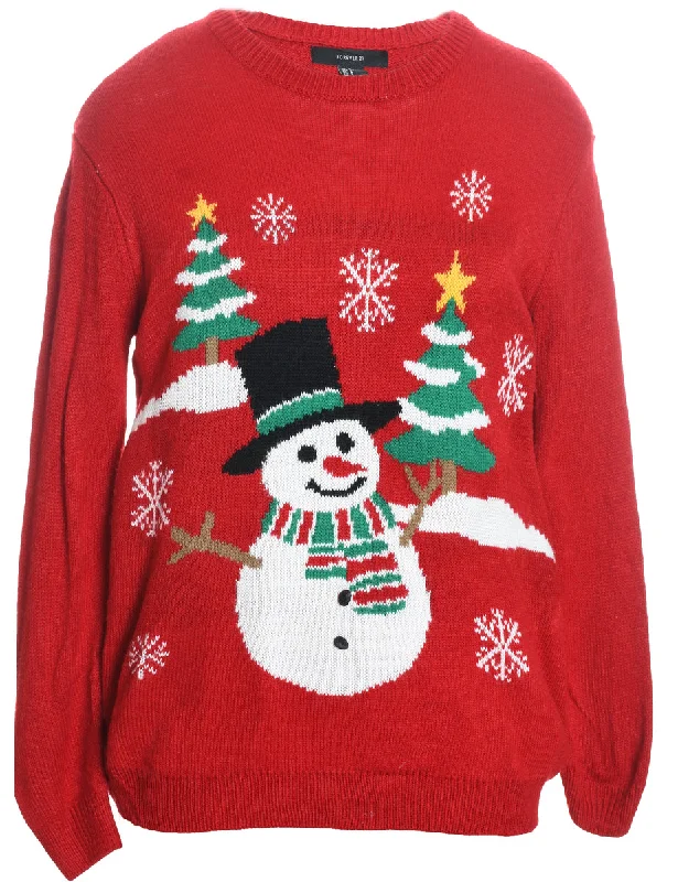 Snowman Christmas Jumper - S High Neck Crew Neck V-Neck