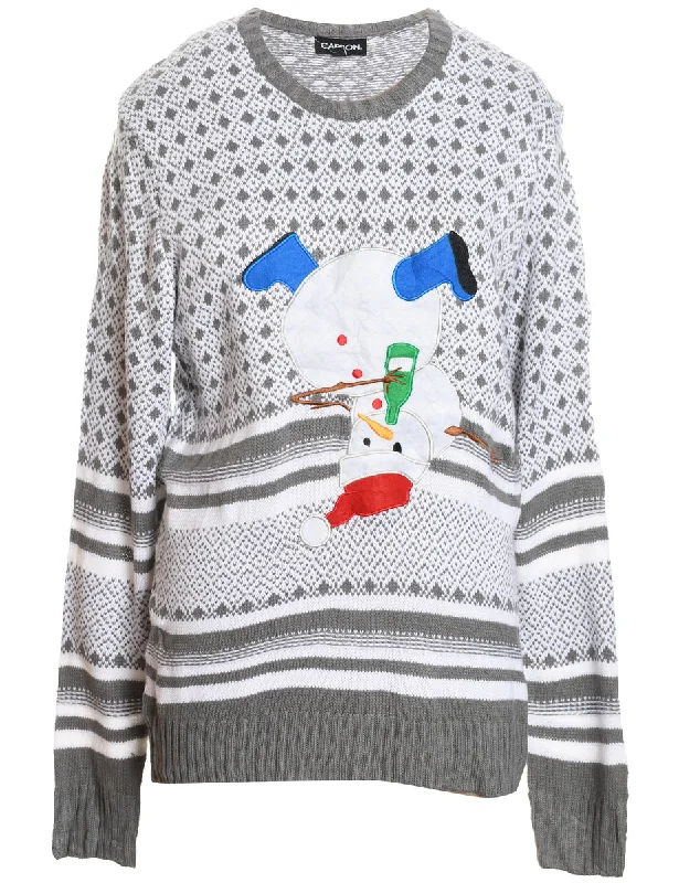 Snowman Design Knit Christmas Jumper - XL Mesh Blend Leather Blend Suede Blend