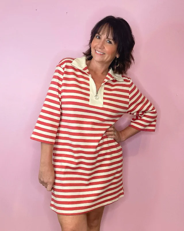 Striped Breeze Quarter Zip Dress