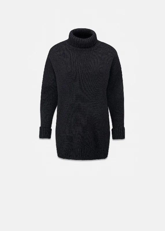Women's Submariner Jumper Black Notch Collar Peter Pan Collar Cowl Neck