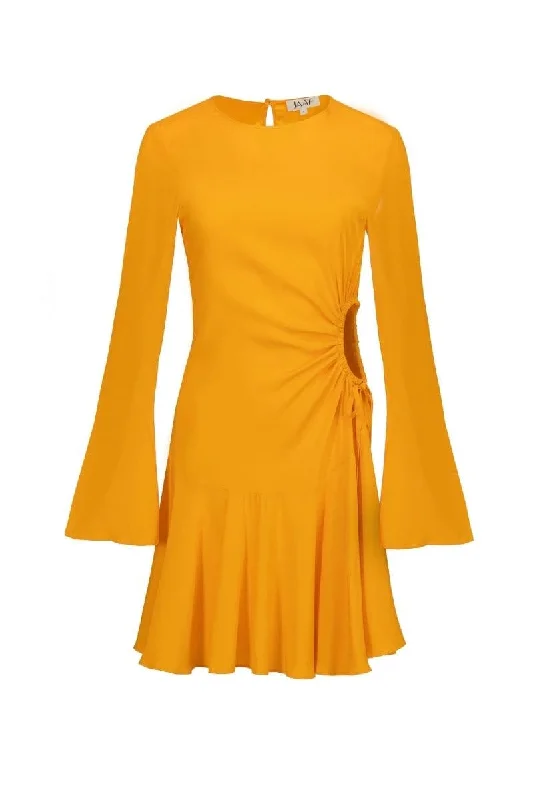 TANGERINE CUTOUT SILK DRESS