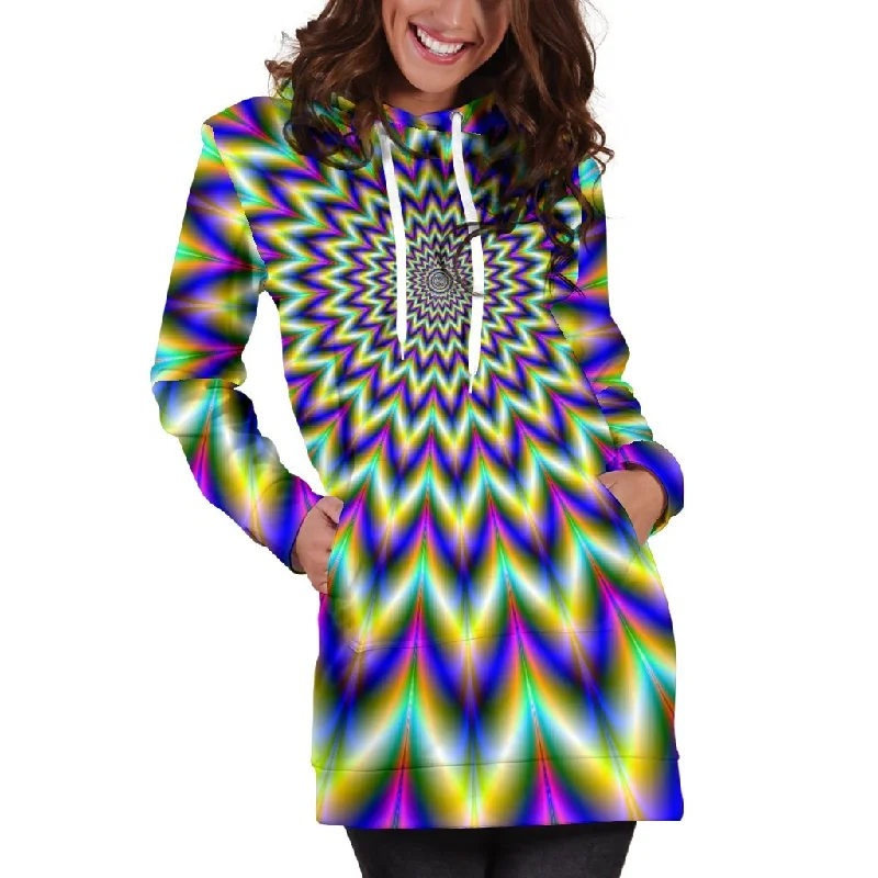 Twinkle Psychedelic Optical Illusion Pullover Hoodie Dress