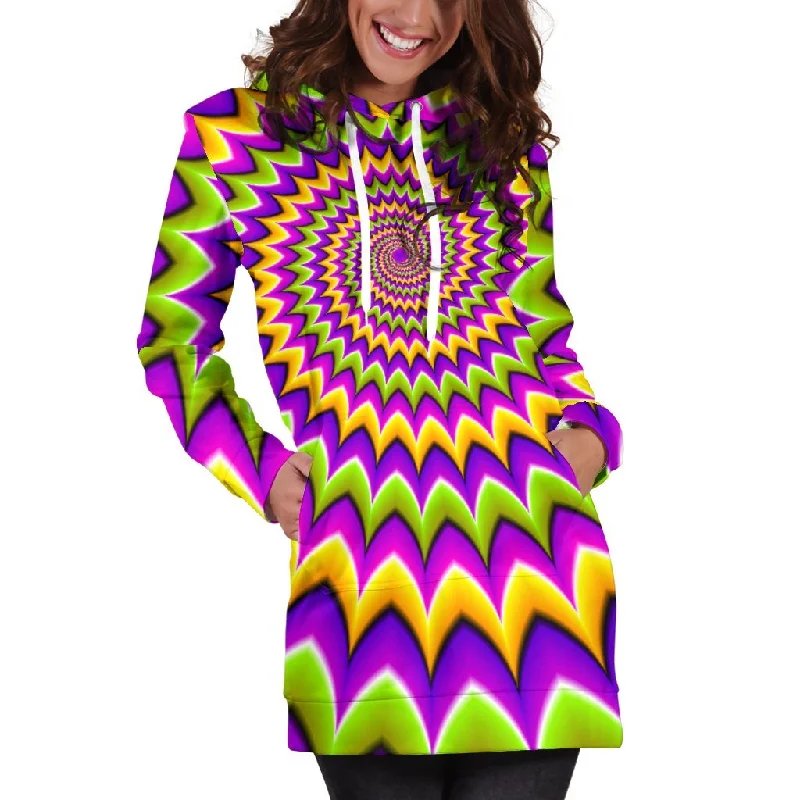 Twisted Colors Moving Optical Illusion Pullover Hoodie Dress