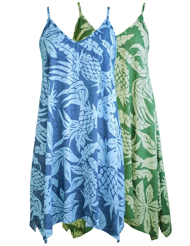 V-Neck Short Pineapple Hawaiian Dress
