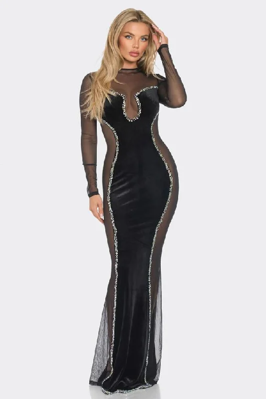 Velvet Mesh Night Out Dress