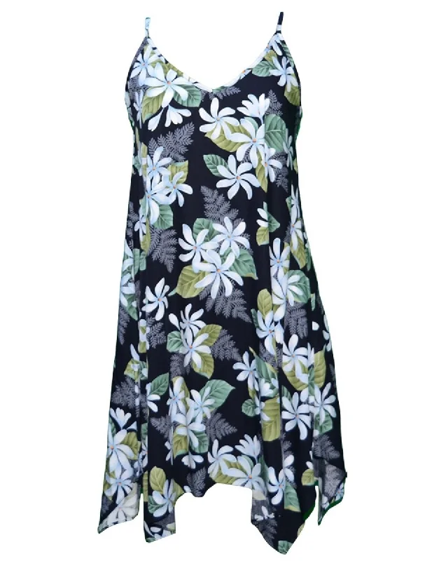 White Tiare Short Hawaiian Dress with Scarf Hem