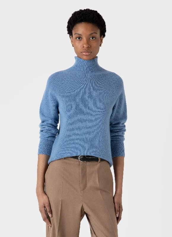 Women's Lambswool Funnel Neck Jumper in Cornflower Casual Formal Business